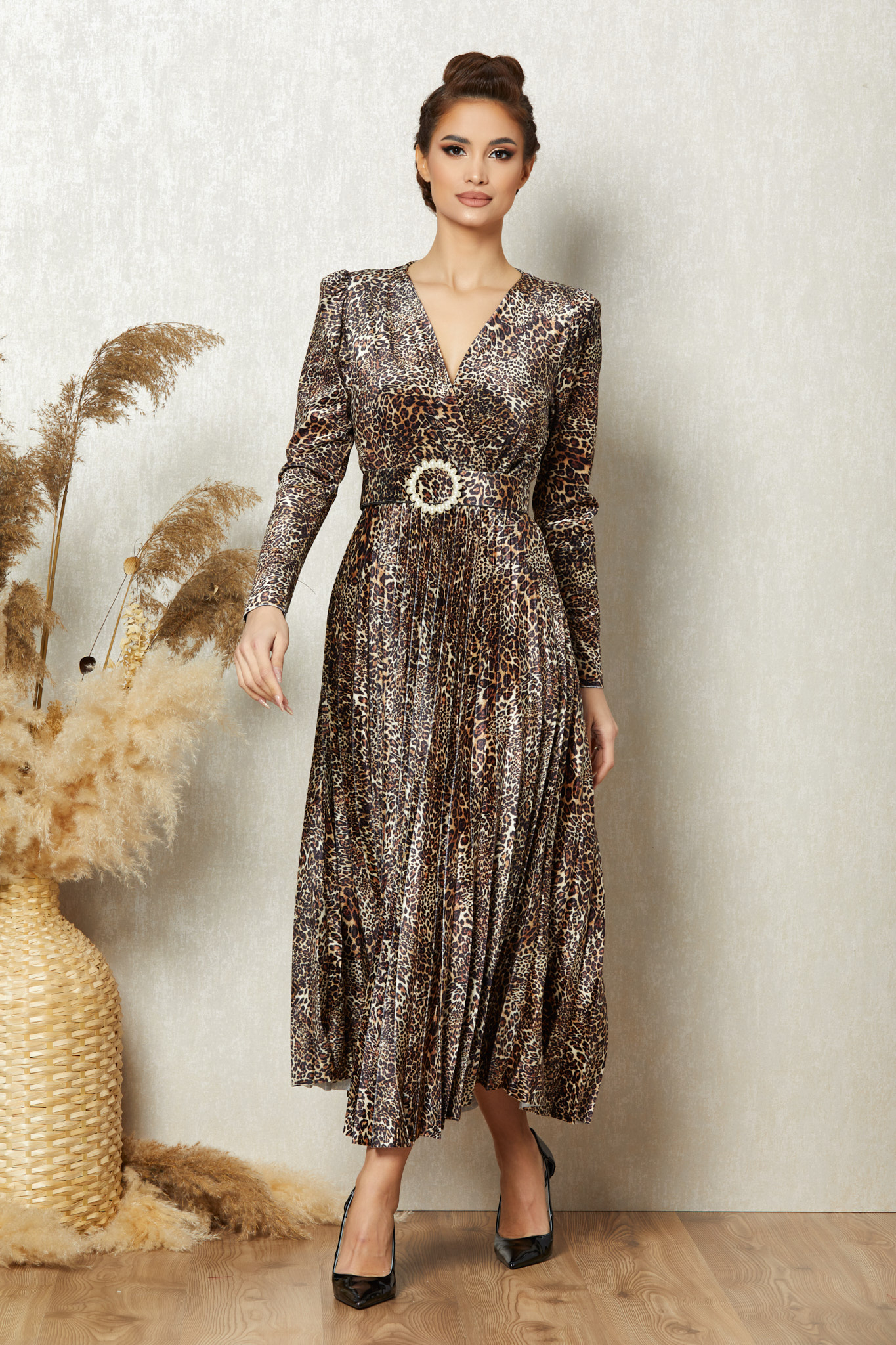 Rochie Giorgia Negru Animal Print