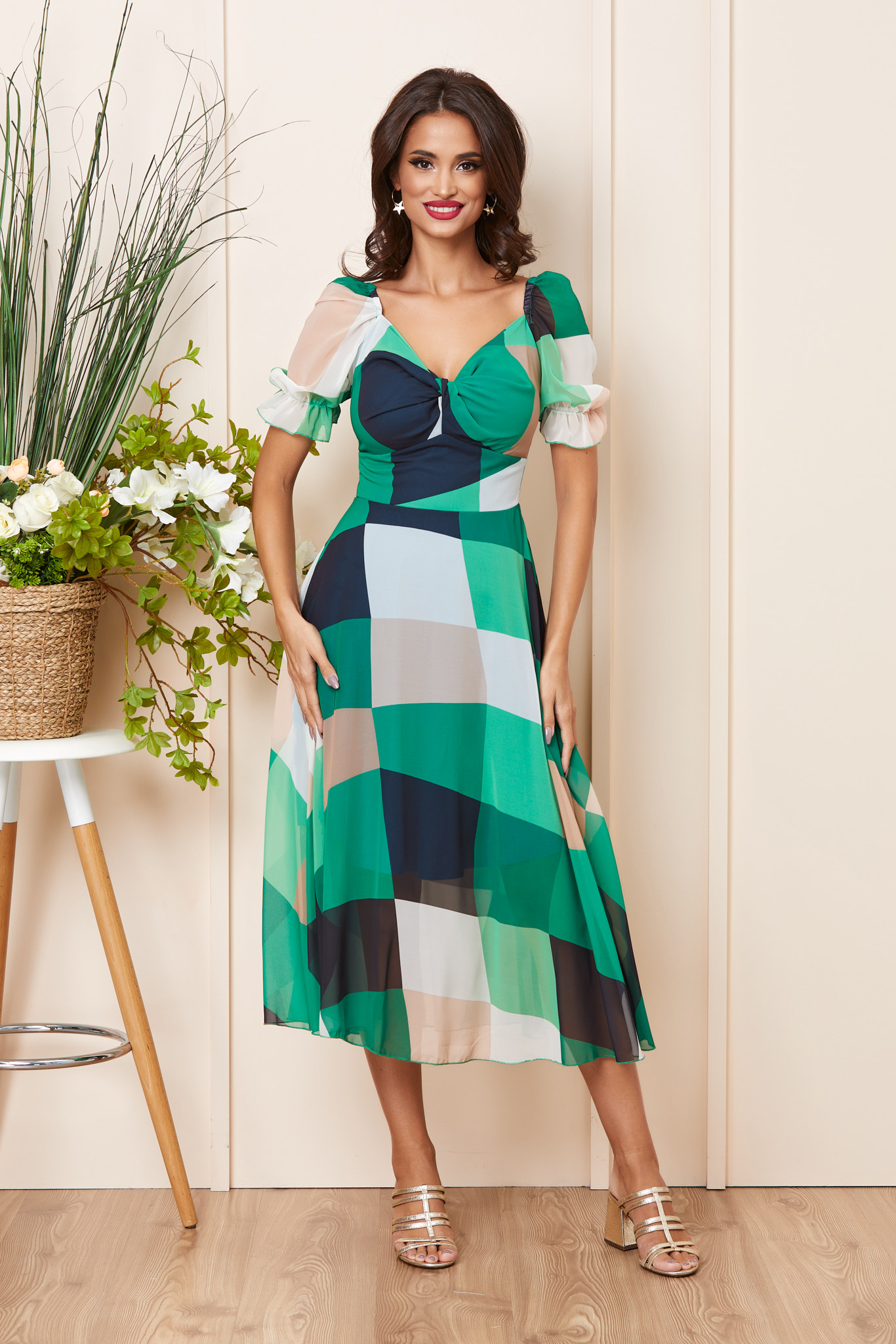 Rochie Xenya Verde Nude Multi