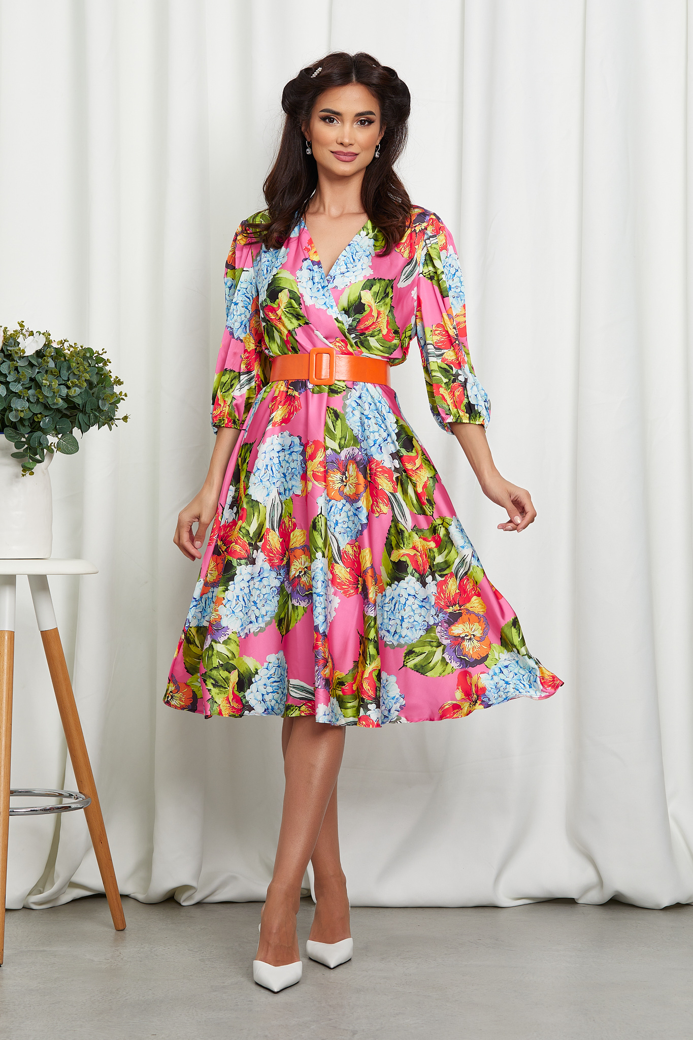 Rochie Glenda Roz Multicolora