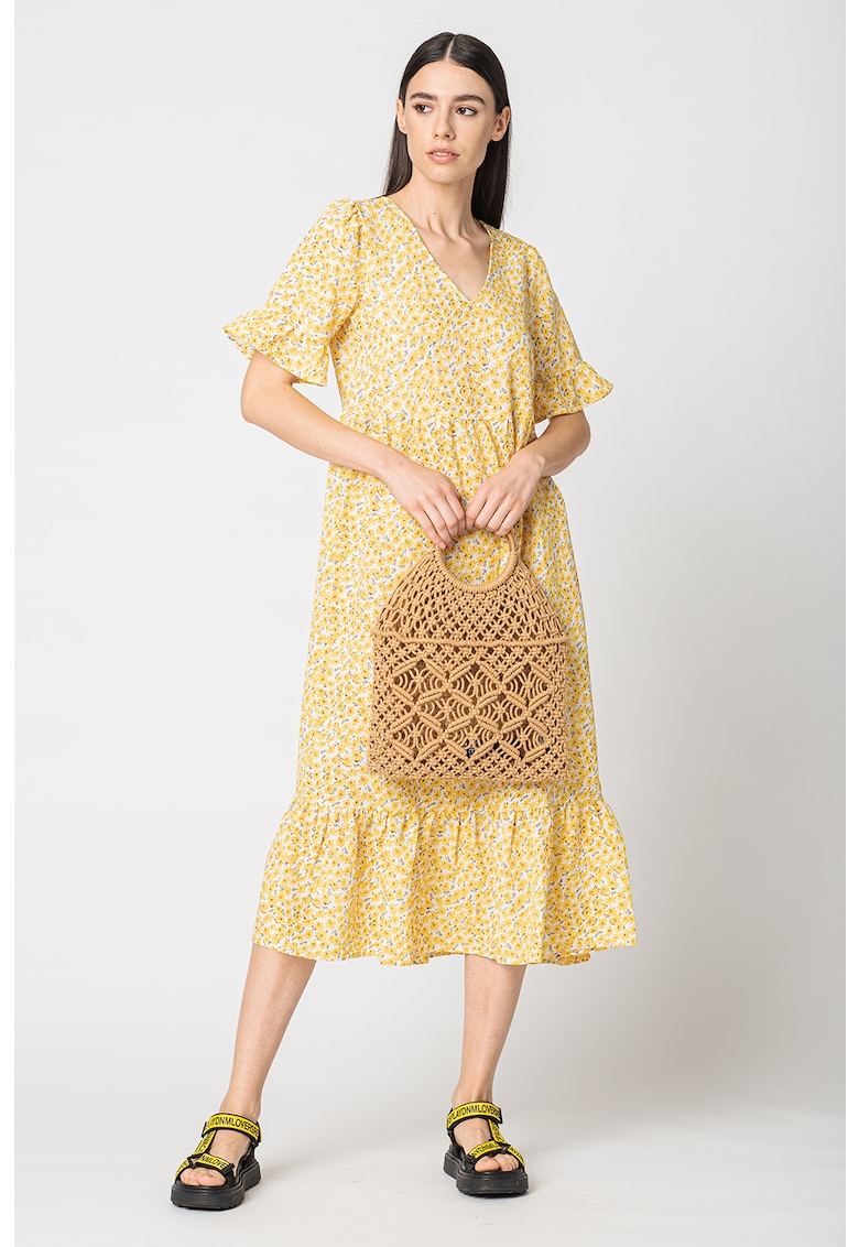 Rochie cu decolteu in V si model floral