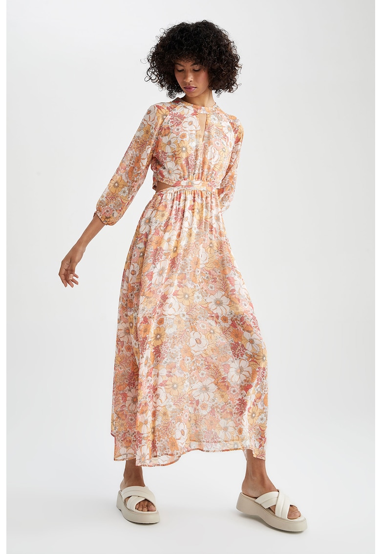 Rochie maxi de sifon cu model floral