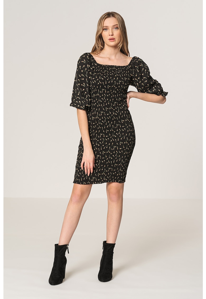 Rochie cu insertie elastica si maneci bufante Ewo