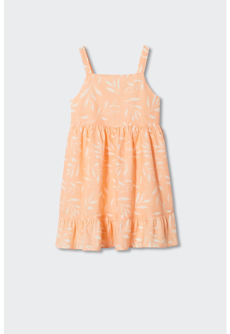 Rochie cu croiala in A si imprimeu tropical Coral