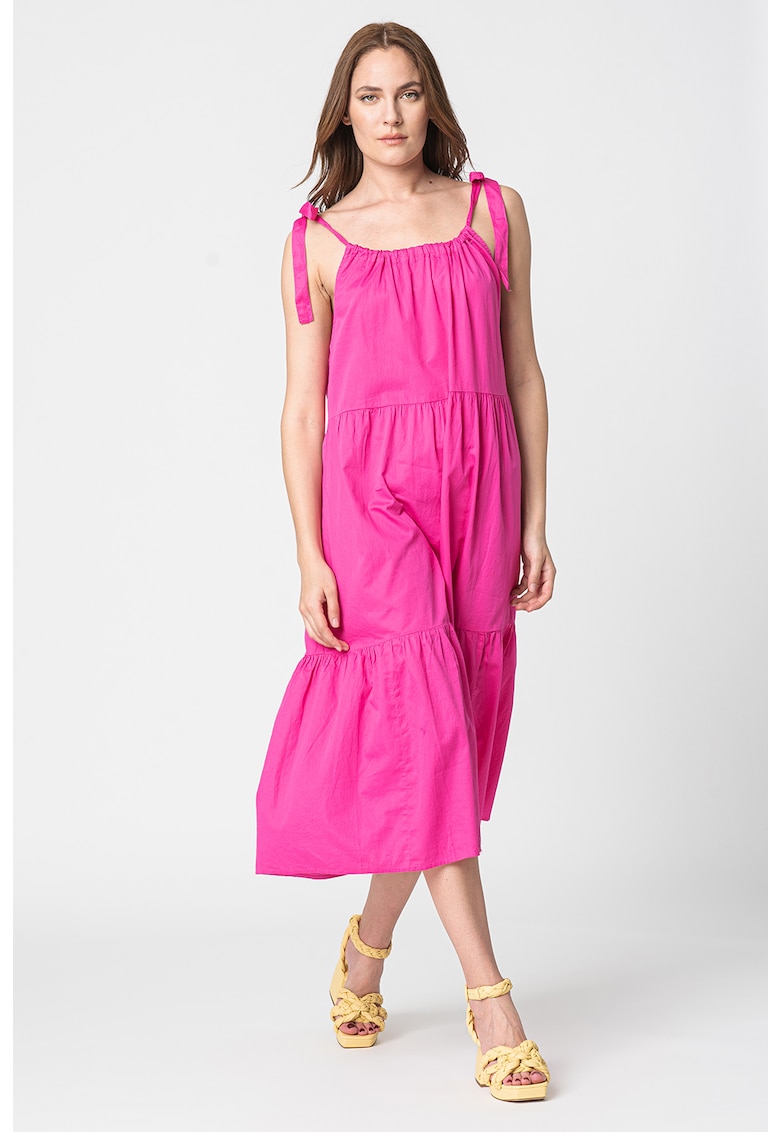 Rochie evazata din bumbac cu model stratificat