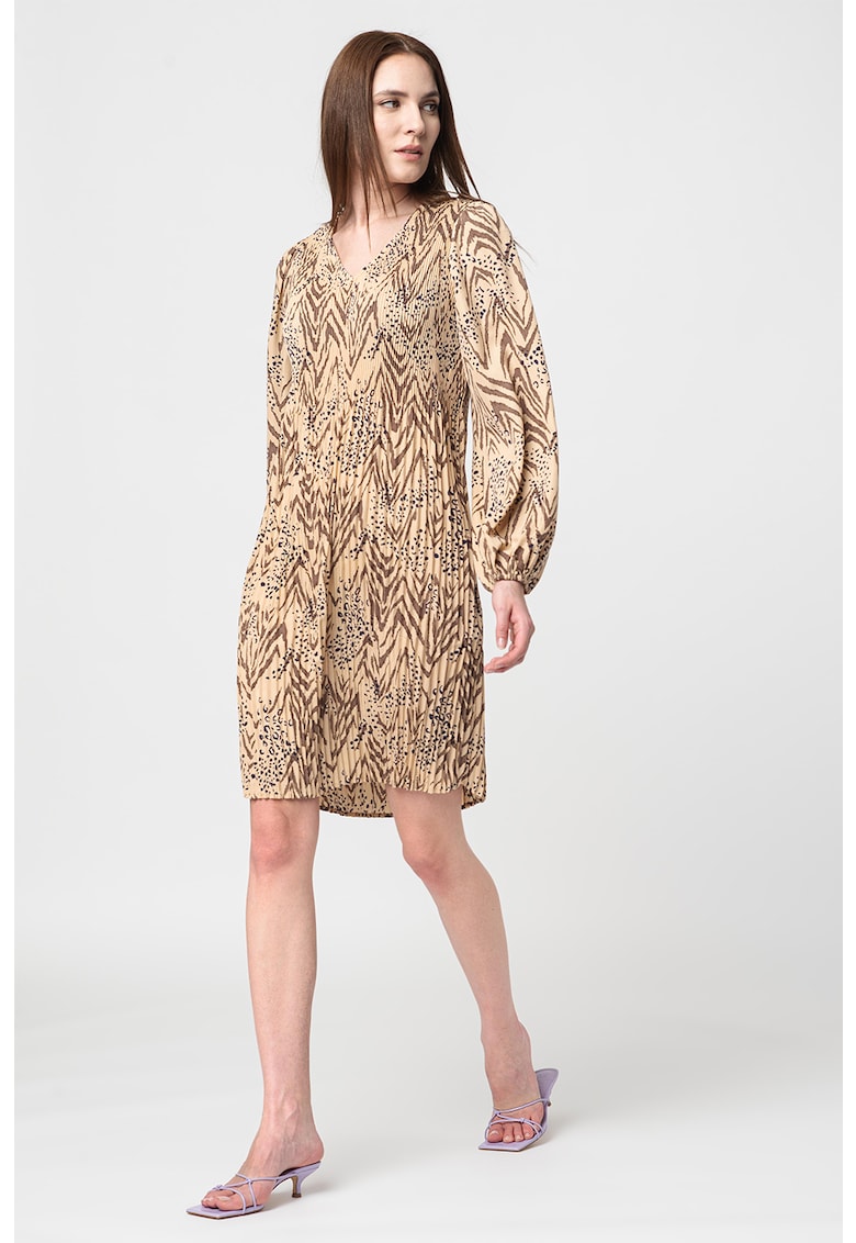 Rochie cu aspect plisat si maneci bufante Esina