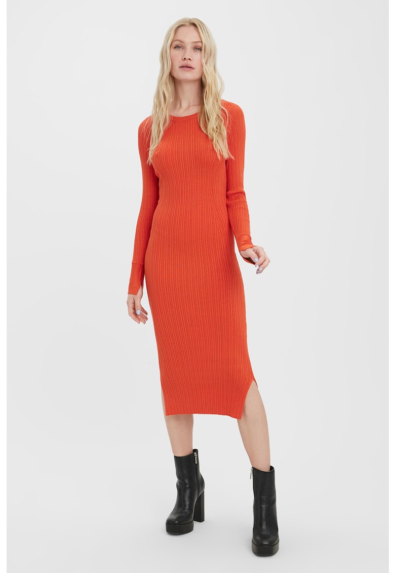 Rochie striata cu slituri laterale