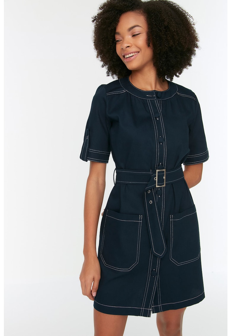 Rochie scurta din bumbac cu o curea in talie
