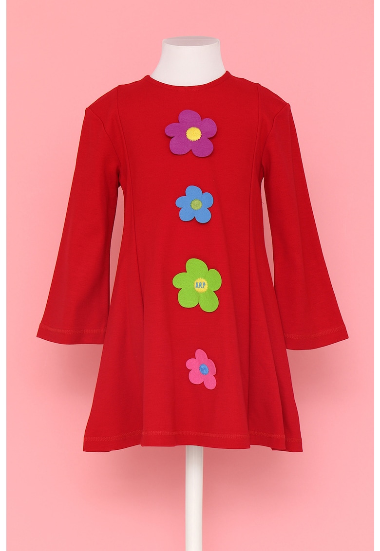 Rochie cu croiala in A si aplicatii florale