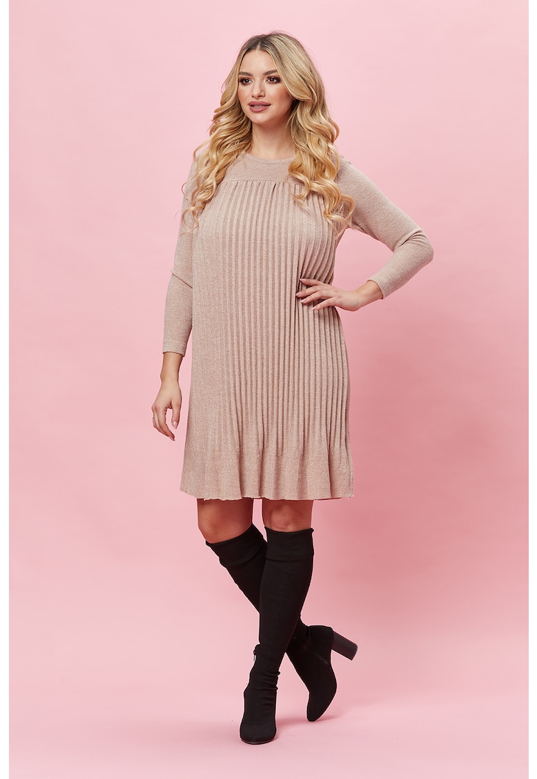 Rochie plisata din amestec de lana