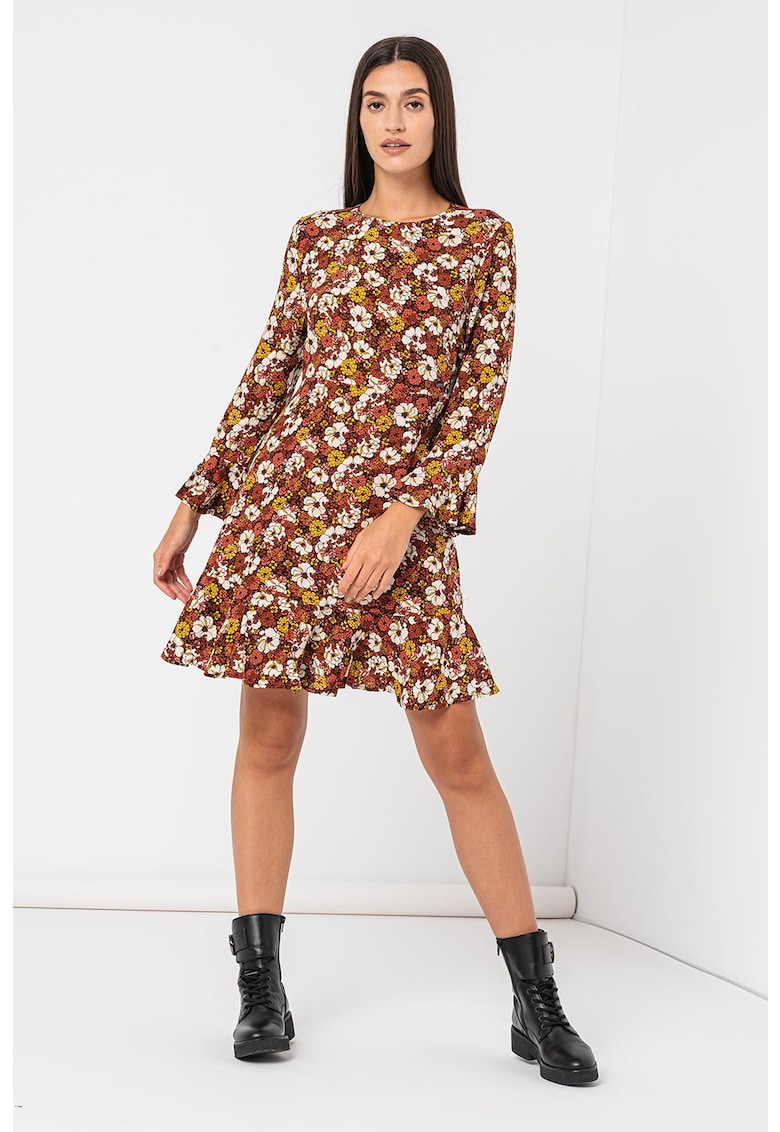 Rochie cu model floral si maneci clopot Leire