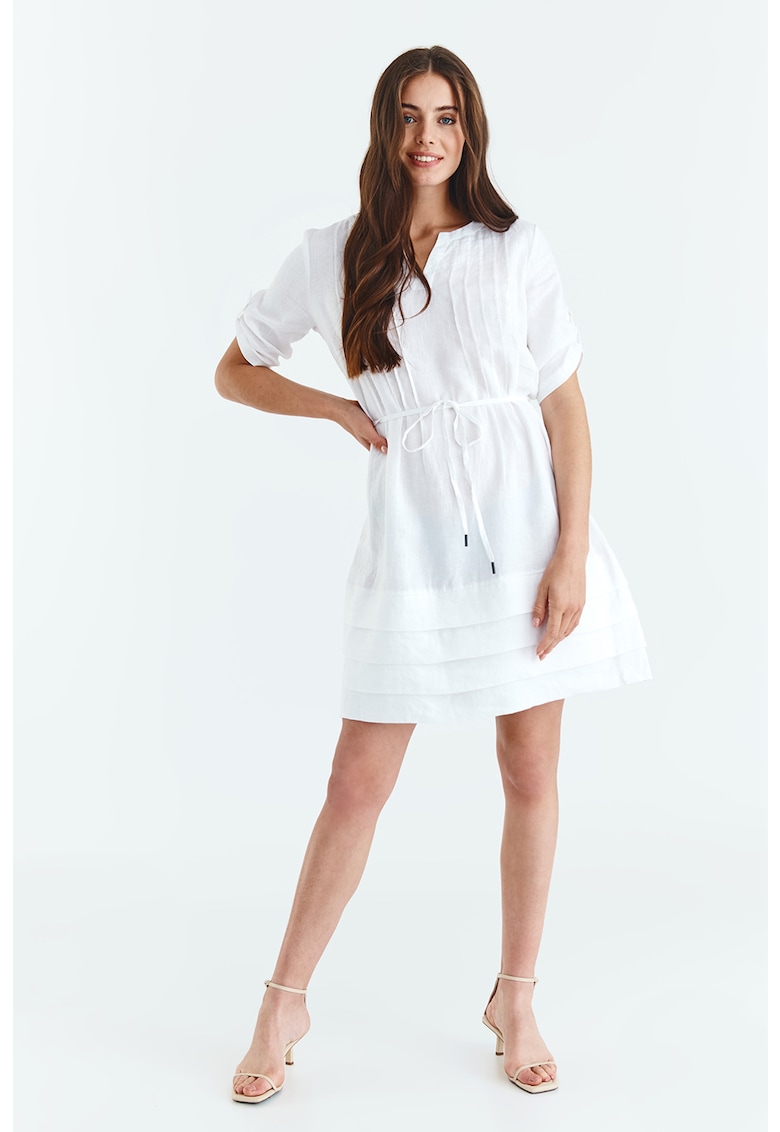 Rochie din in cu cordon in talie Pemo