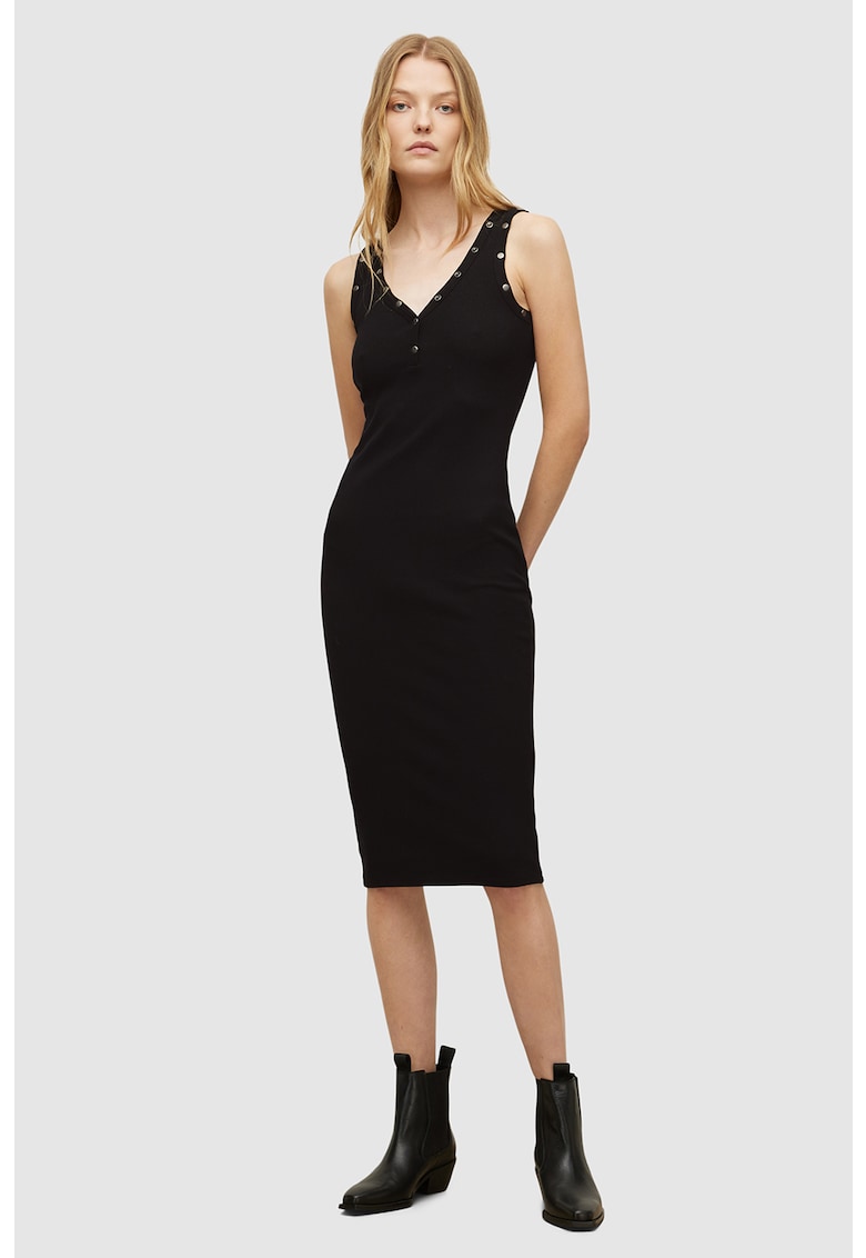 Rochie midi cu capse decorative Ava