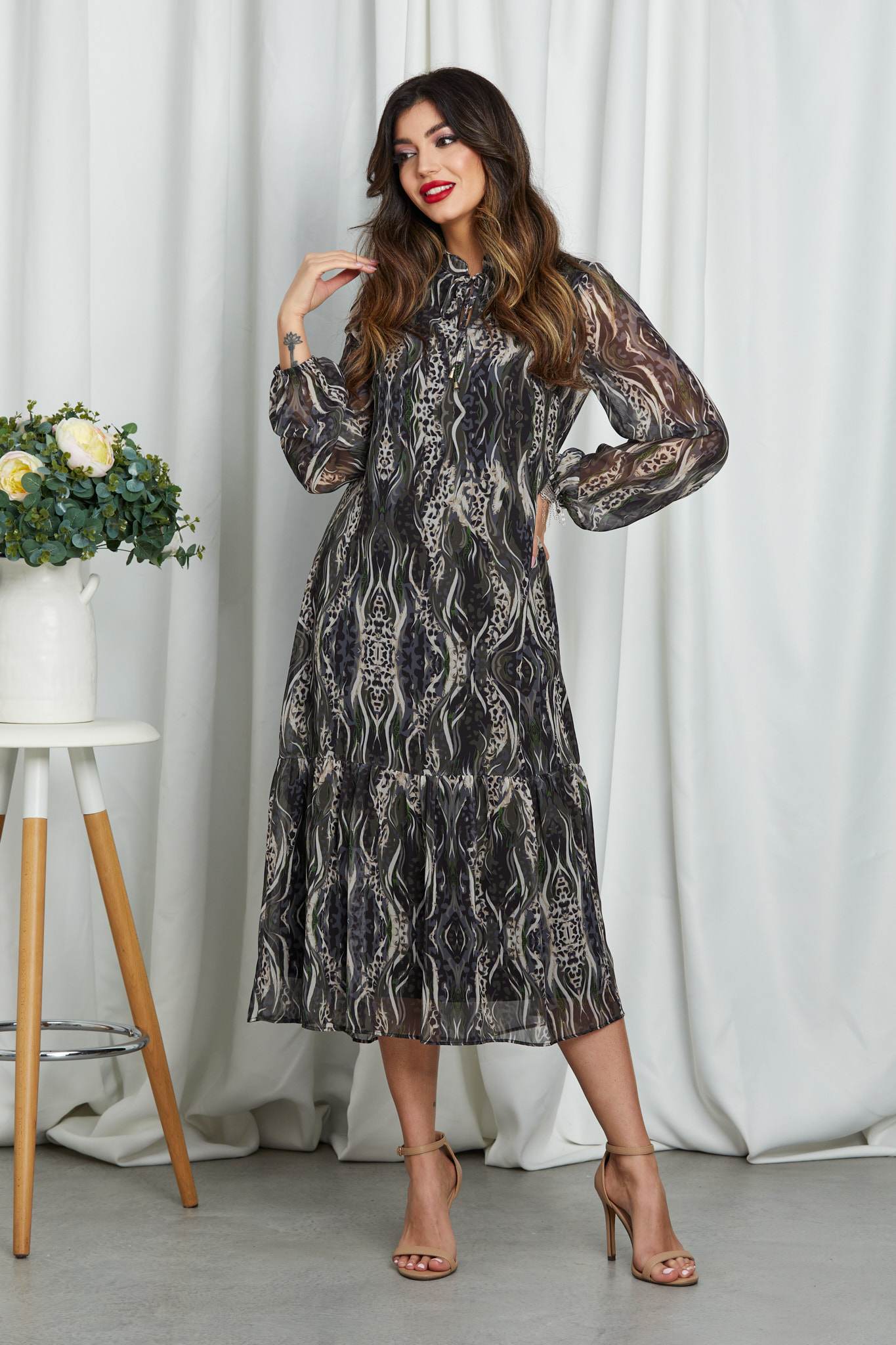 Rochie Sinead Kaki Multi