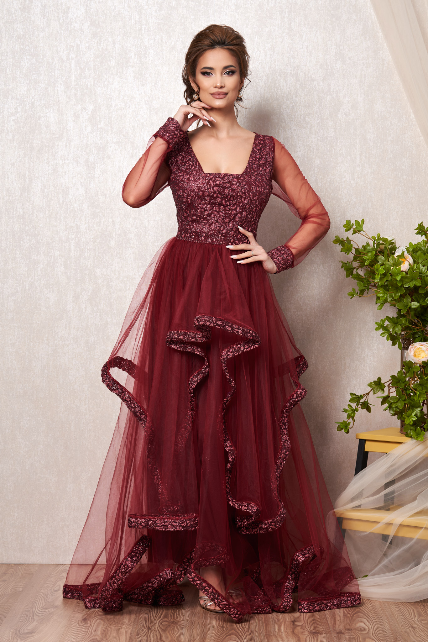 Rochie Illusion Bordo