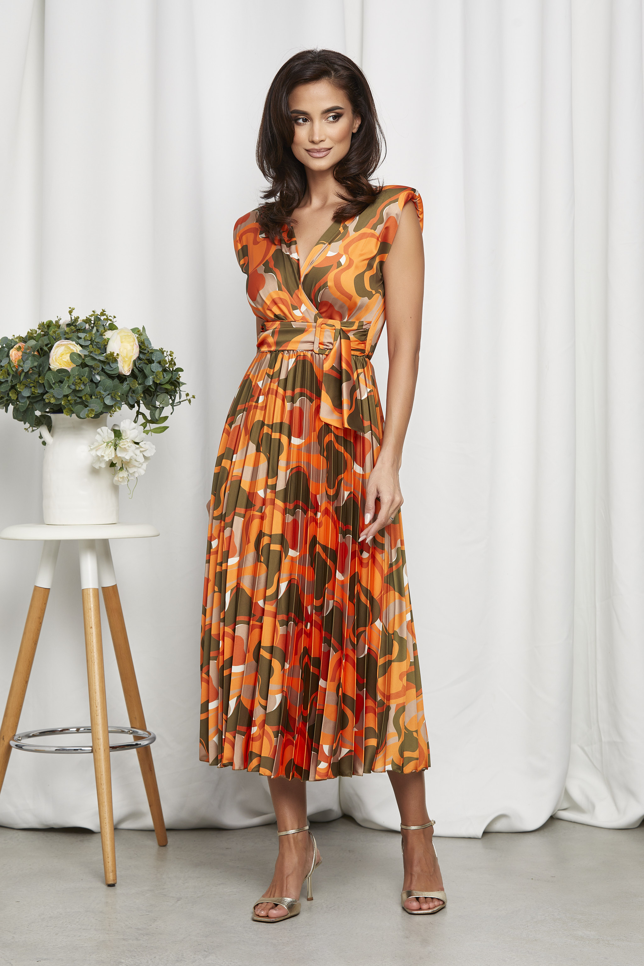 Rochie Carmen Orange Floral