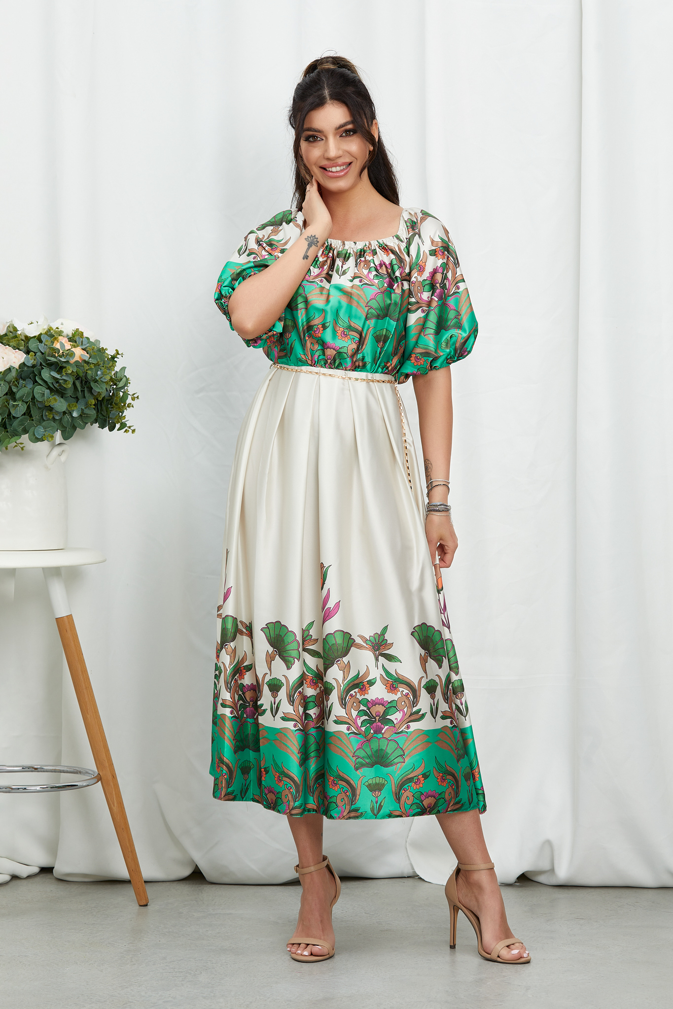 Rochie Daphne Verde Floral