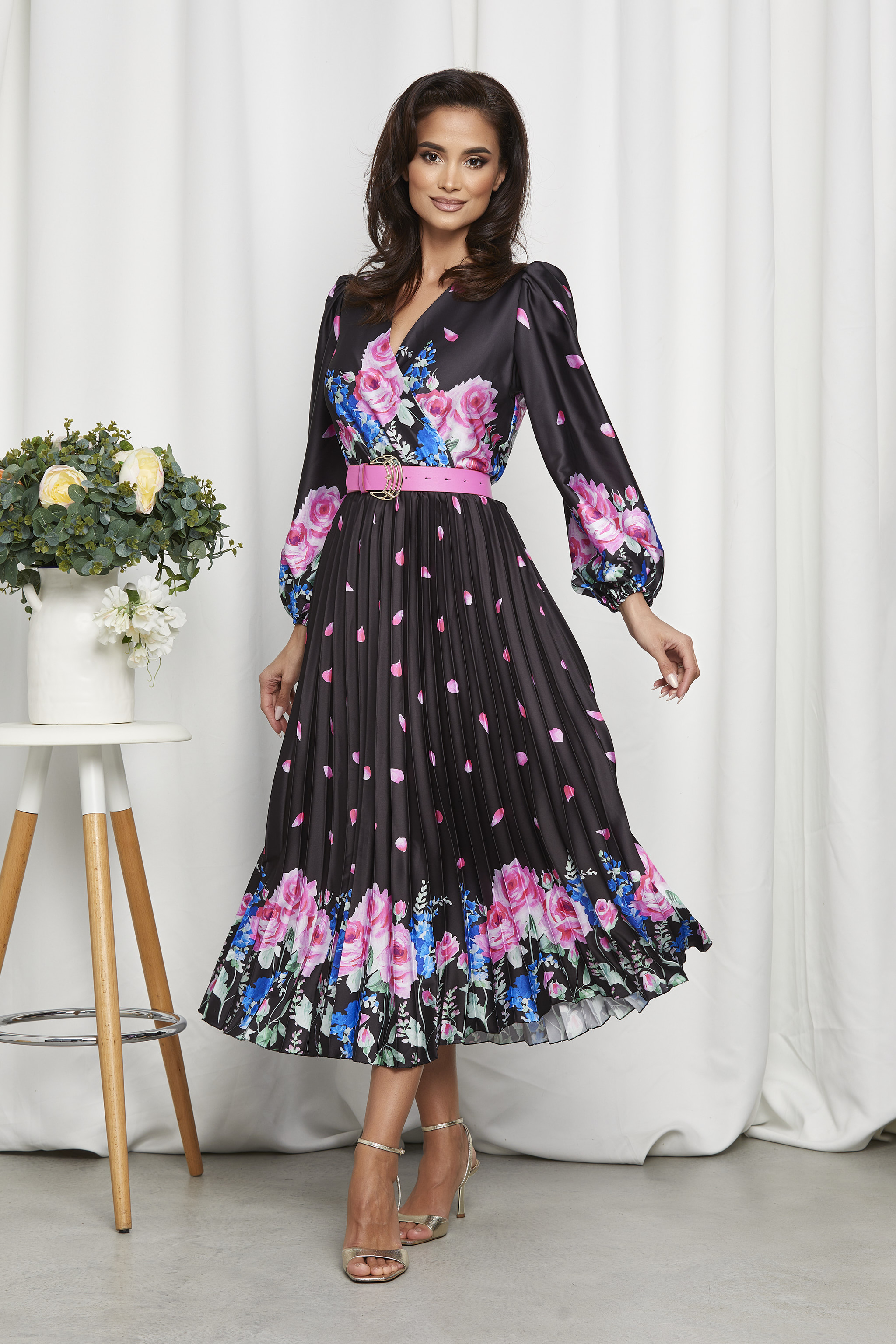 Rochie Ligia Ciclam Floral