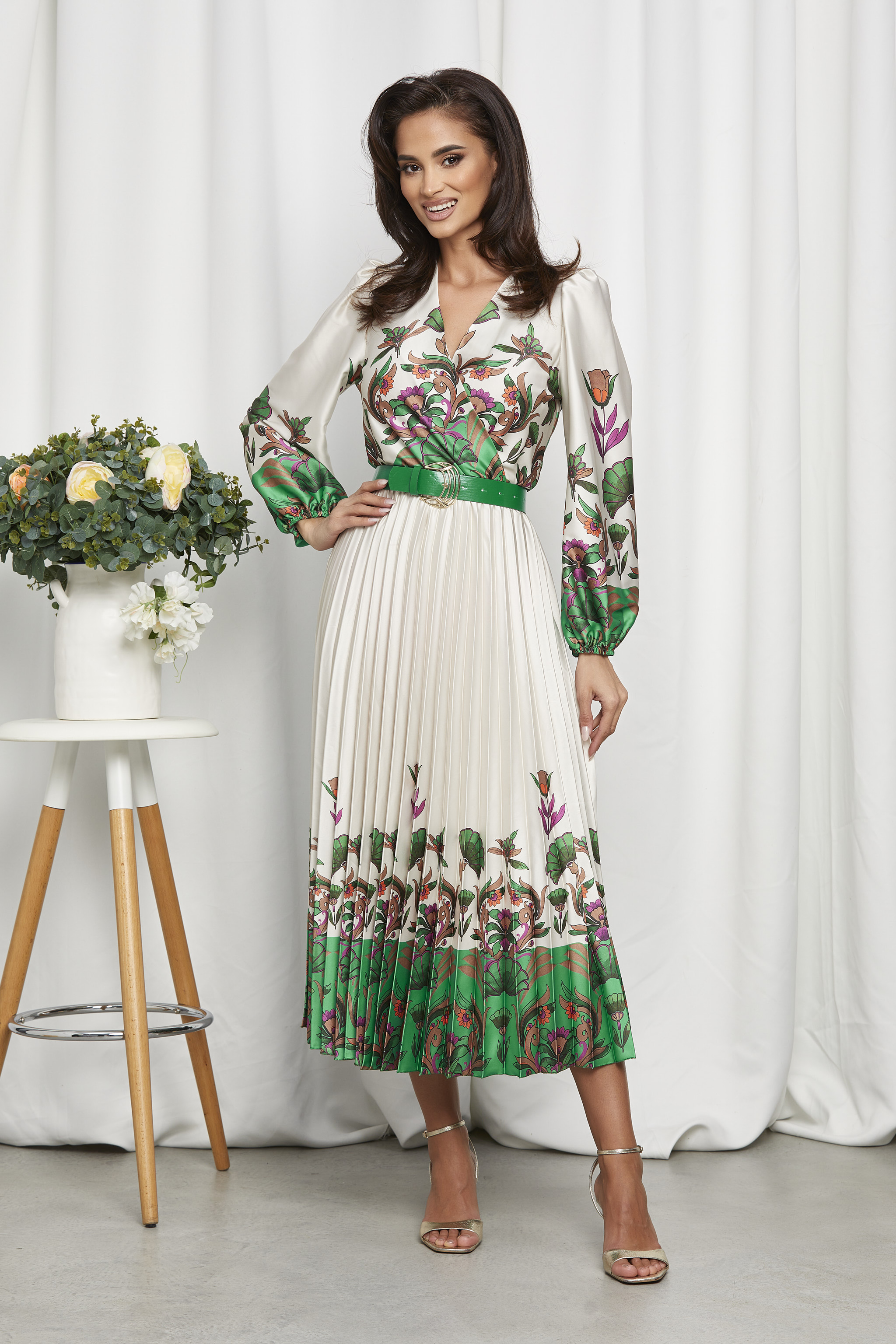 Rochie Ligia Verde Floral