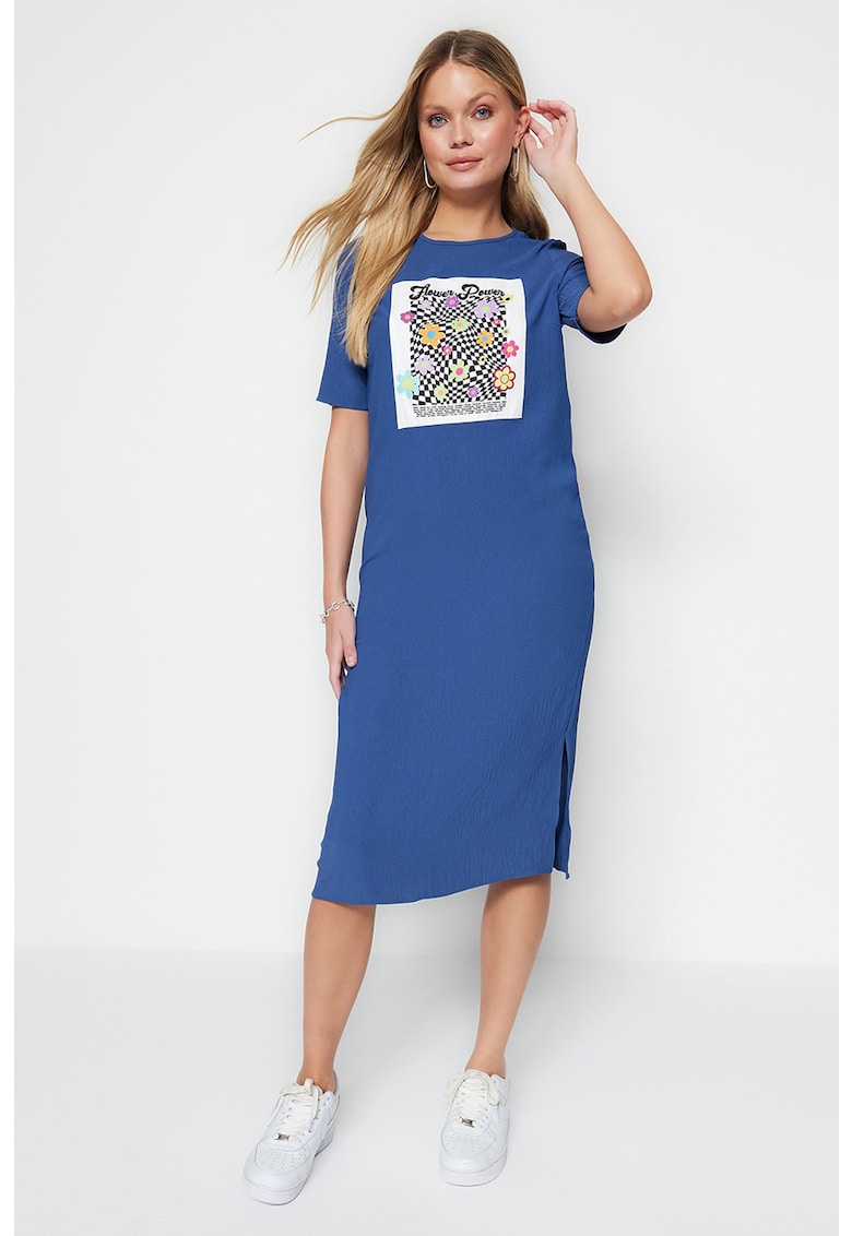 Rochie-tricou cu slituri laterale