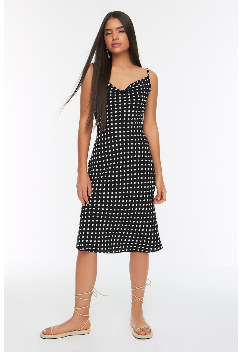 Rochie cu buline si decolteu drapat