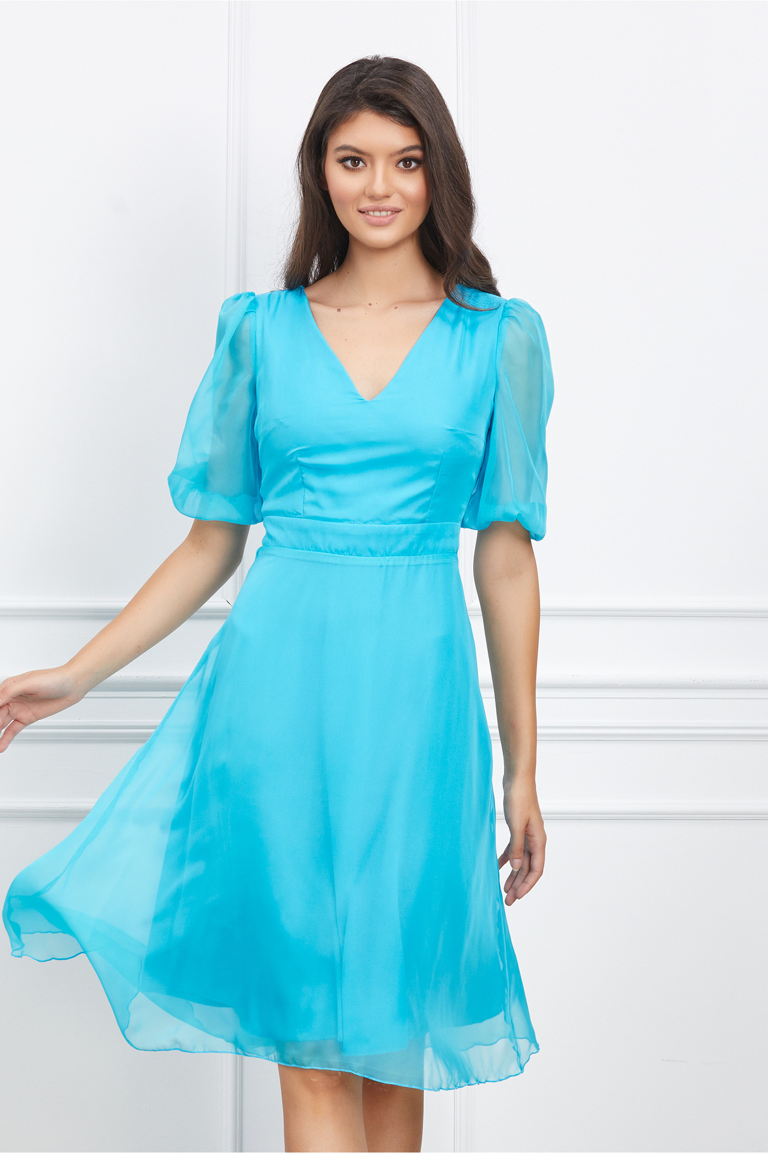 Rochie Dy Fashion bleu vaporoasa din voal