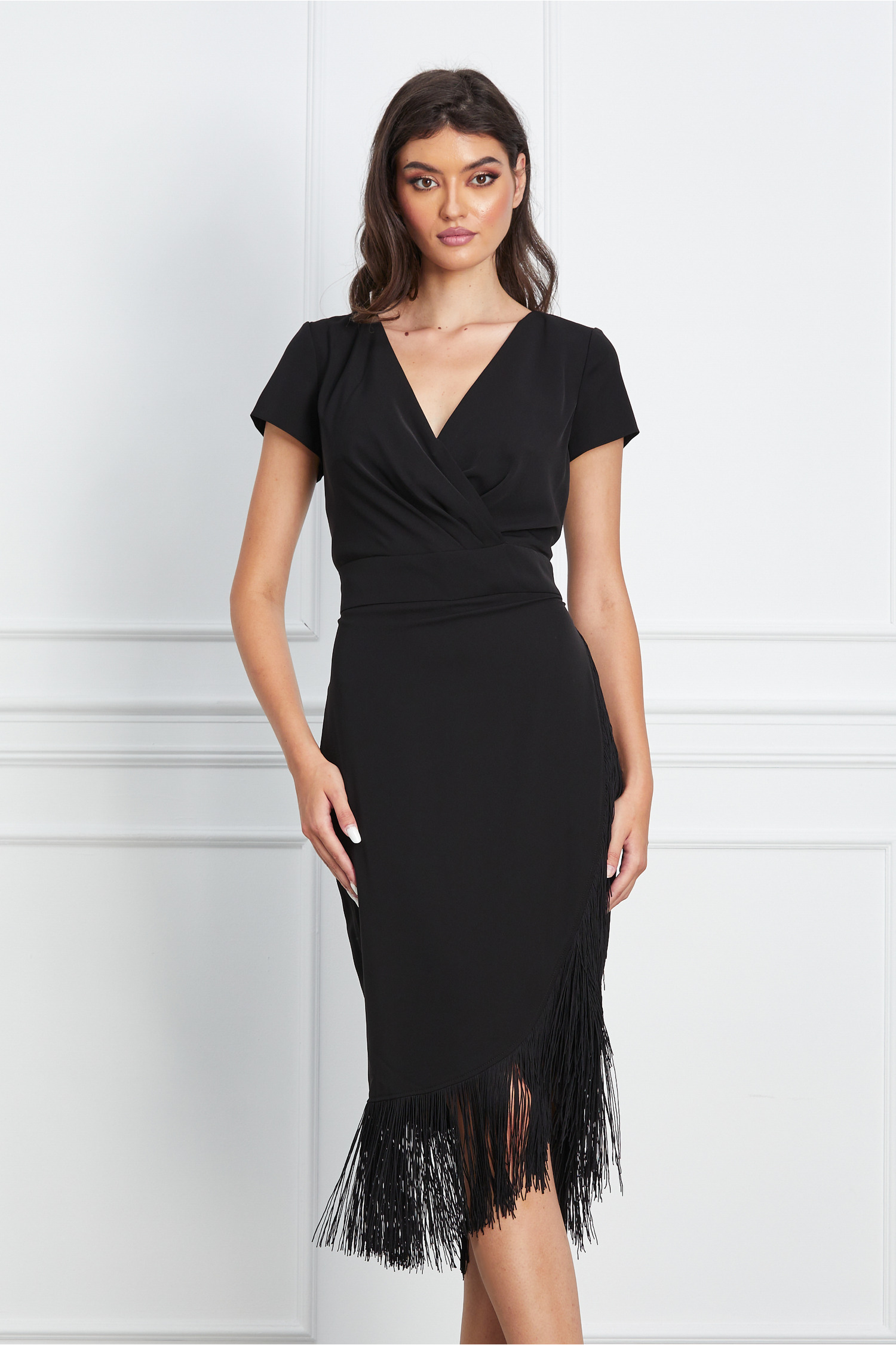 Rochie Roxana neagra cu franjuri