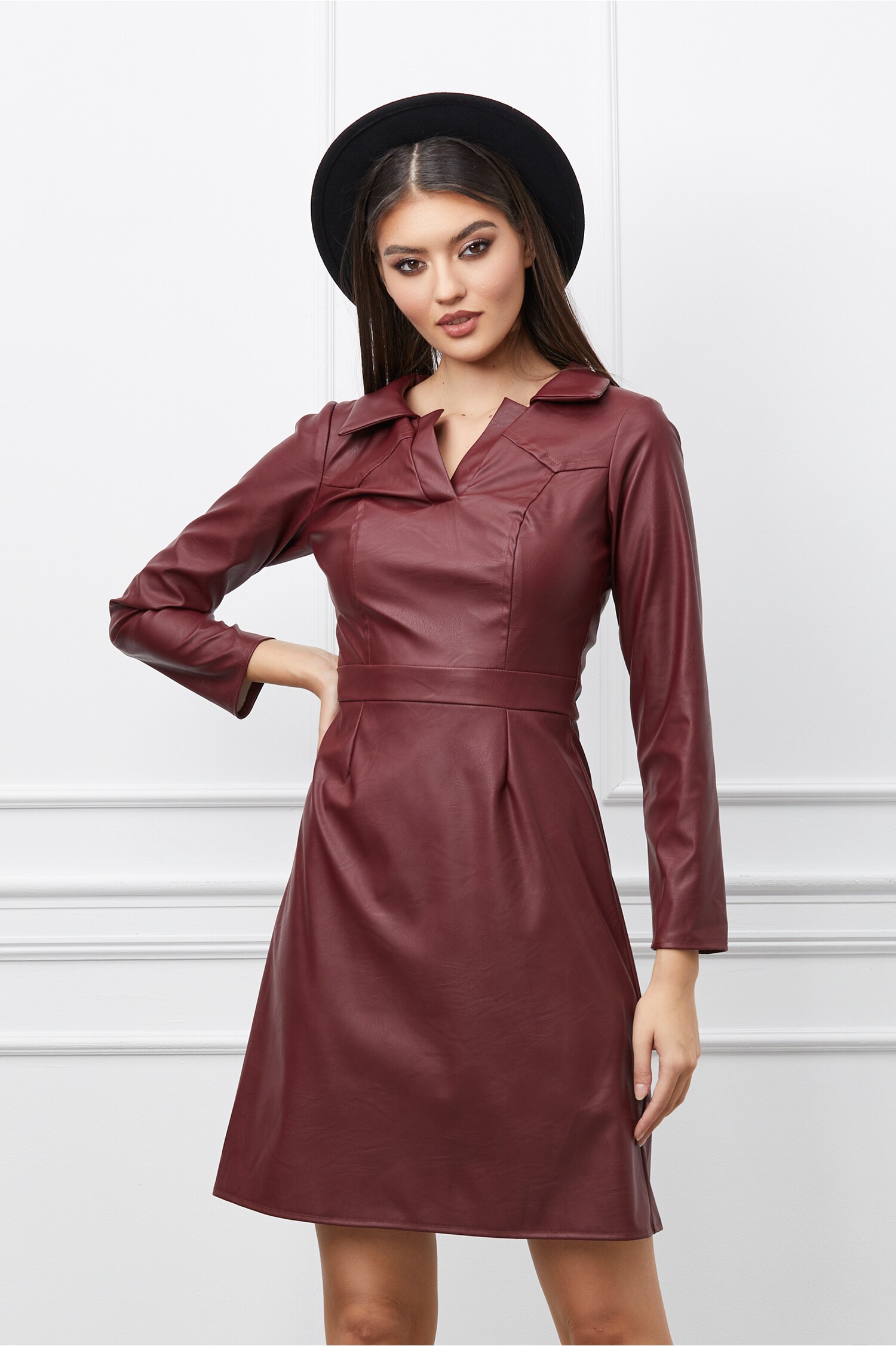 Rochie Moze bordo din piele ecologica