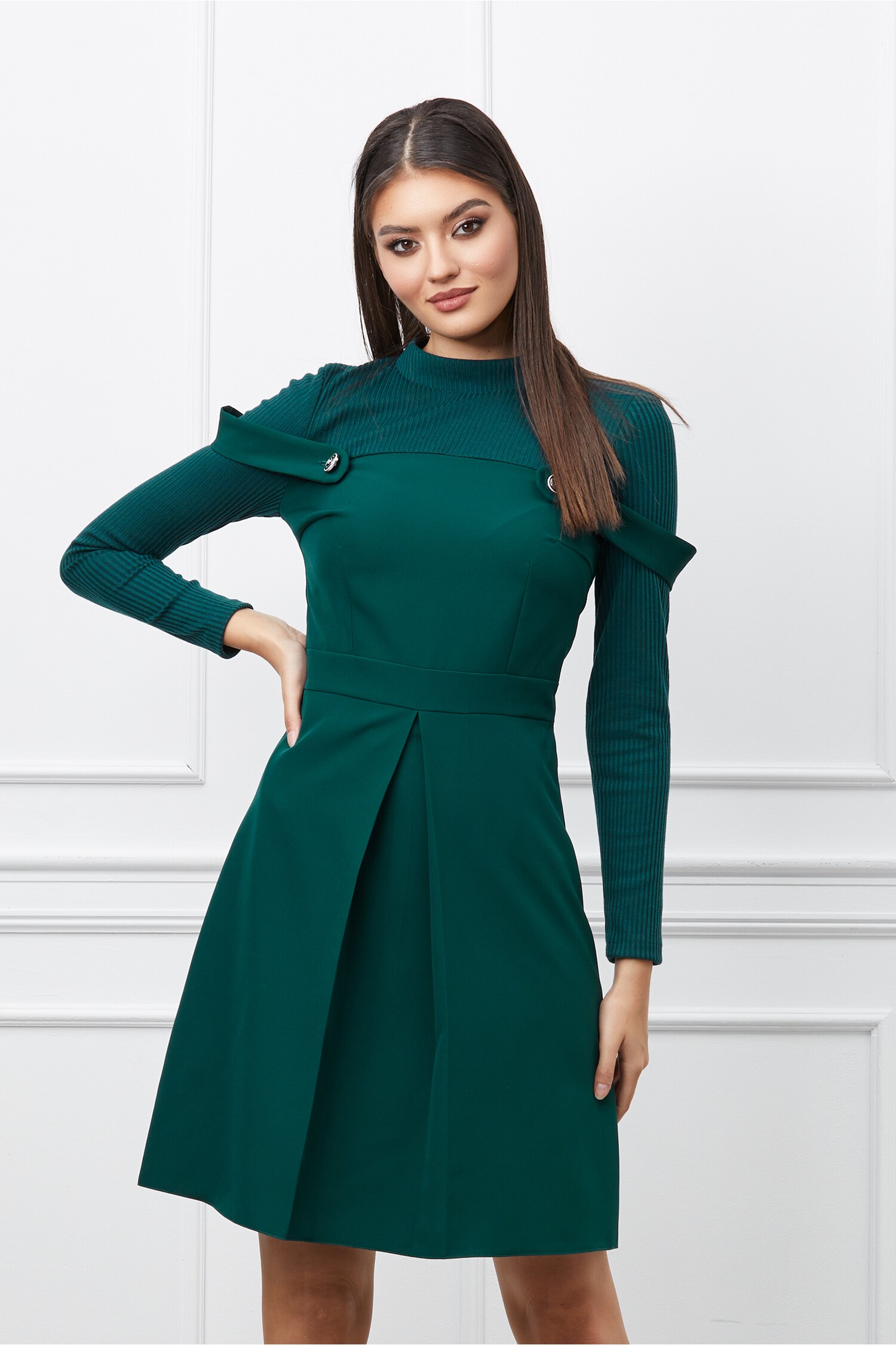 Rochie Moze verde cu bretele