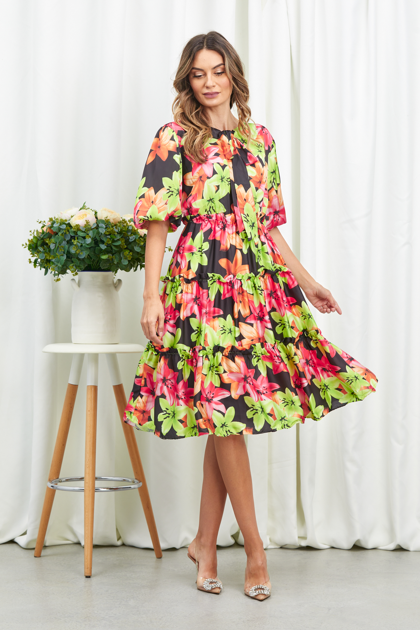 Rochie Cecille Negru Floral