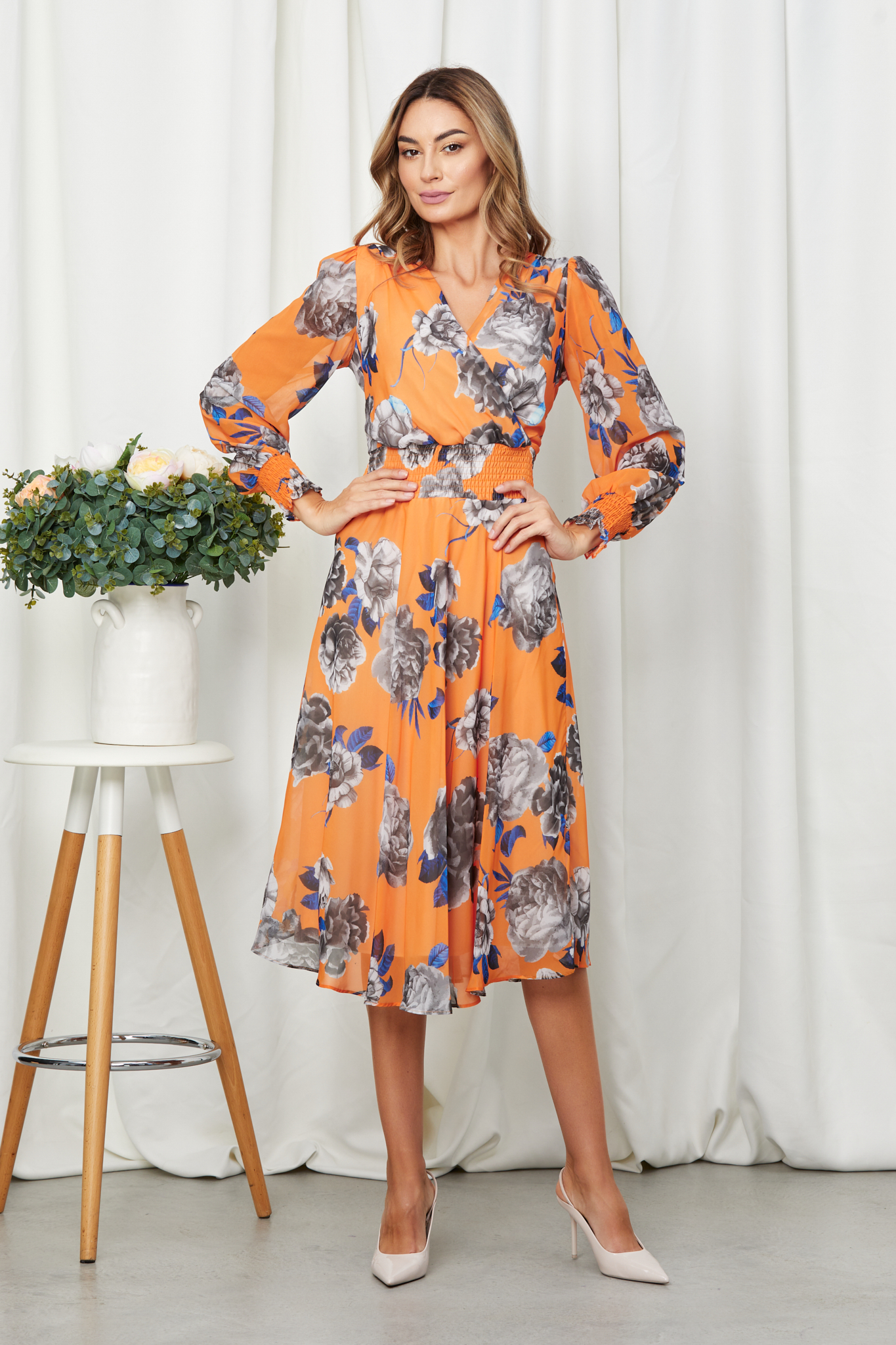 Rochie Flory Orange Floral