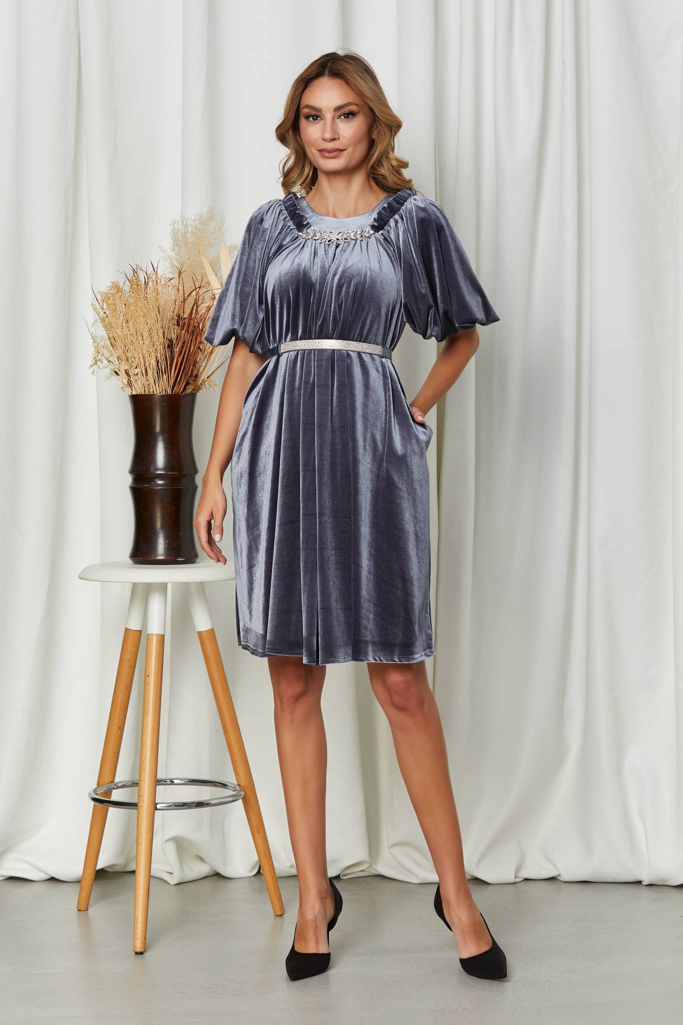 Rochie Velvetty Gri