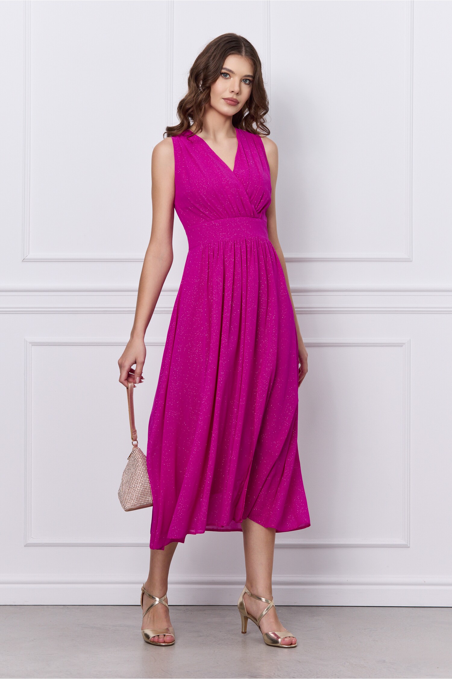 Rochie Moze fucsia cu glitter